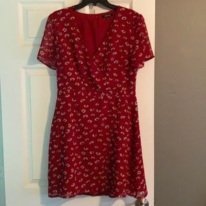 Madewell red wrap dress in Seattle Floral
